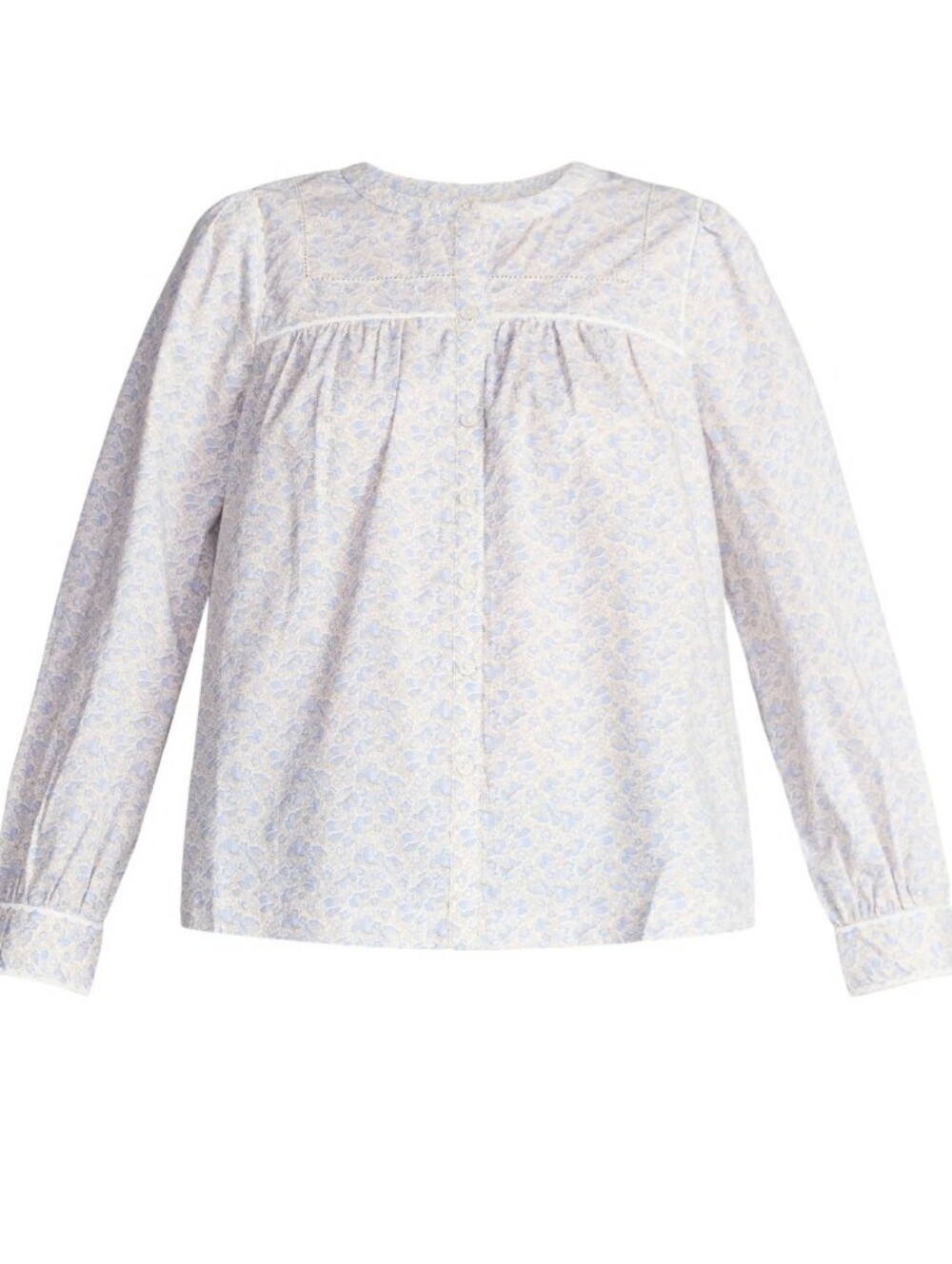 Time and Tru Women's and Women's Plus Cotton Lace Inset Blouse with Elbow Length